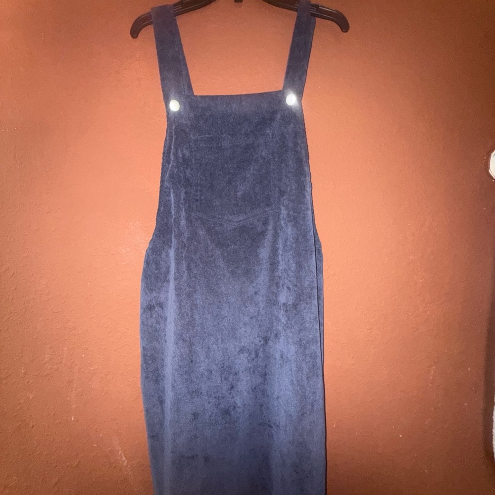 Blue Sleeveless Square Neck pinafore Dress